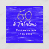 60と素晴らしい誕生日ブルーシルバー追加の日付 スクエア名刺 (裏面)