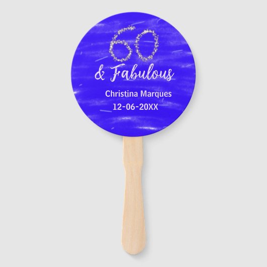 60と素晴らしい誕生日ブルーシルバー追加の日付 ハンドファン (正面)