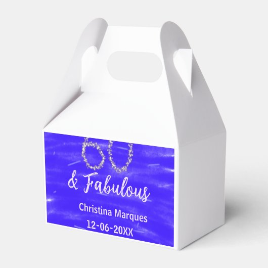 60と素晴らしい誕生日ブルーシルバー追加の日付 フェイバーボックス (正面サイド)