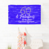 60と素晴らしい誕生日ブルーシルバー追加の日付 横断幕 (インサイチュ)