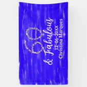 60と素晴らしい誕生日ブルーシルバー追加の日付 横断幕 (縦)