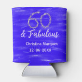 60と素晴らしい誕生日ブルーシルバー追加の日付 缶クーラー (裏面)