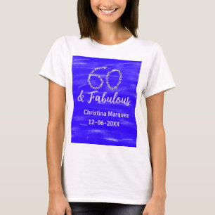 60と素晴らしい誕生日ブルーシルバー追加の日付 Tシャツ