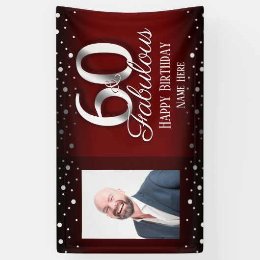 60と素晴らしい誕生日紙吹雪写真 横断幕 (縦)