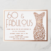 60と素晴らしい金ゴールドガウン60thバースデーパーティーゴールデン 箔招待状 (正面)