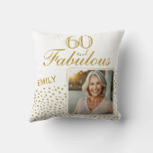 60と素晴らしい金ゴールドグリッター写真60誕生日 クッション (裏面)