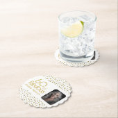 60と素晴らしい金ゴールドグリッター写真60誕生日 ペーパーコースター (インサイチュ)