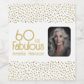 60と素晴らしい金ゴールドグリッター写真60誕生日 ワインラベル (シングルラベル)