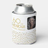 60と素晴らしい金ゴールドグリッター写真60誕生日 缶クーラー (缶正面)