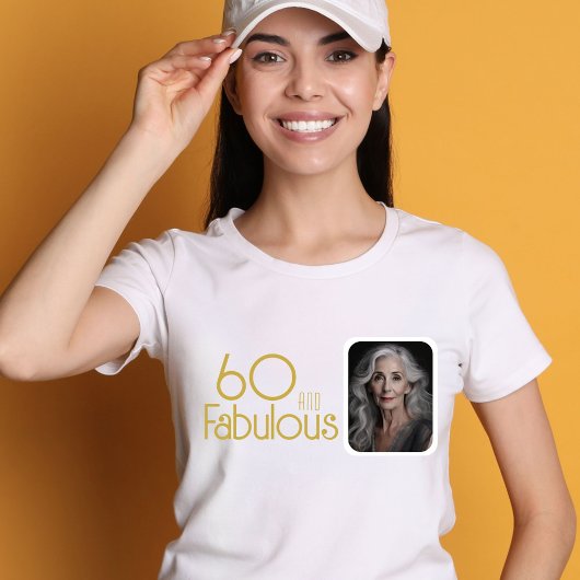 60と素晴らしい金ゴールドグリッター写真60誕生日 Tシャツ