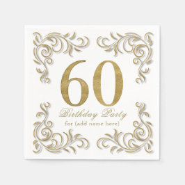 60と素晴らしい金ゴールドグリッター誕生日パーティー スタンダードカクテルナプキン