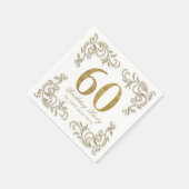 60と素晴らしい金ゴールドグリッター誕生日パーティー スタンダードカクテルナプキン (角)