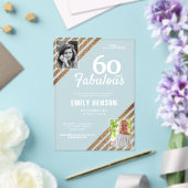 60と素晴らしい金ゴールドグリッター2写真60誕生日 アクリル招待状 (インサイチュ (ウェディング))