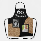 60と素晴らしい金ゴールドグリッター2写真60誕生日 エプロン (正面)