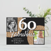 60と素晴らしい金ゴールドグリッター2写真60誕生日 カード (スタンド正面)