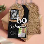 60と素晴らしい金ゴールドグリッター2写真60誕生日 ギフトタグ