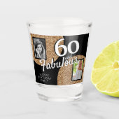 60と素晴らしい金ゴールドグリッター2写真60誕生日 ショットグラス (正面)