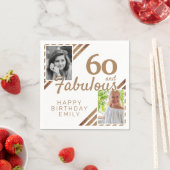 60と素晴らしい金ゴールドグリッター2写真60誕生日 スタンダードカクテルナプキン (インサイチュ)
