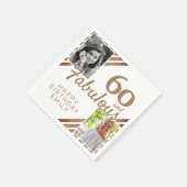 60と素晴らしい金ゴールドグリッター2写真60誕生日 スタンダードカクテルナプキン (角)