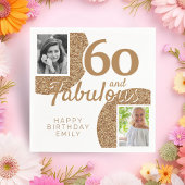 60と素晴らしい金ゴールドグリッター2写真60誕生日 スタンダードカクテルナプキン