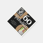 60と素晴らしい金ゴールドグリッター2写真60誕生日 スタンダードカクテルナプキン (角)