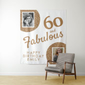 60と素晴らしい金ゴールドグリッター2写真60誕生日 タペストリー (インサイチュ)