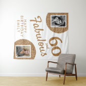 60と素晴らしい金ゴールドグリッター2写真60誕生日 タペストリー (インサイチュ(横))