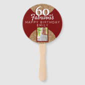 60と素晴らしい金ゴールドグリッター2写真60誕生日 ハンドファン (裏面)