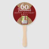 60と素晴らしい金ゴールドグリッター2写真60誕生日 ハンドファン (正面)