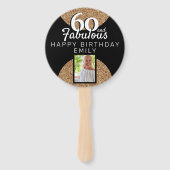 60と素晴らしい金ゴールドグリッター2写真60誕生日 ハンドファン (裏面)