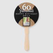 60と素晴らしい金ゴールドグリッター2写真60誕生日 ハンドファン (正面)