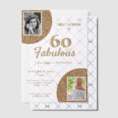60と素晴らしい金ゴールドグリッター2写真60誕生日 ベラム紙招待状 (オフセット (招待状))