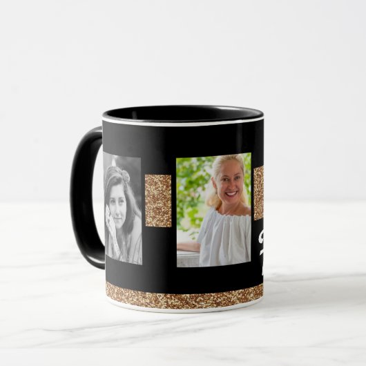 60と素晴らしい金ゴールドグリッター2写真60誕生日 マグカップ (正面左)