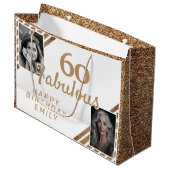 60と素晴らしい金ゴールドグリッター2写真60誕生日 ラージペーパーバッグ