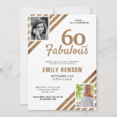 60と素晴らしい金ゴールドグリッター2写真60誕生日 招待状 (正面)