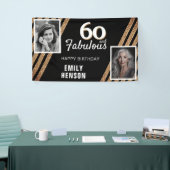 60と素晴らしい金ゴールドグリッター2写真60誕生日 横断幕 (トレードショー)