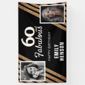 60と素晴らしい金ゴールドグリッター2写真60誕生日 横断幕 (縦)