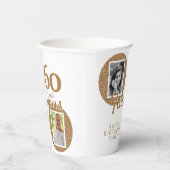 60と素晴らしい金ゴールドグリッター2写真60誕生日 紙コップ (右)