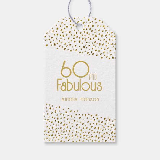 60と素晴らしい金ゴールドグリッター60誕生日 ギフトタグ (正面)