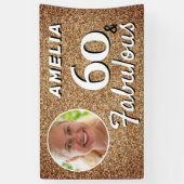 60と素晴らしい金ゴールドグリッター60th誕生日写真 横断幕 (縦)