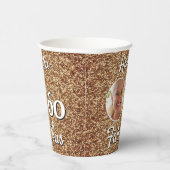 60と素晴らしい金ゴールドグリッター60th誕生日写真 紙コップ (右)