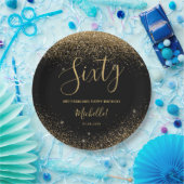 60と素晴らしい黒エレガント金ゴールド誕生日パーティー ペーパープレート (パーティー)