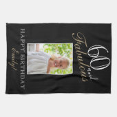 60と素晴らしい60エレガント番目の誕生日写真 キッチンタオル (横)