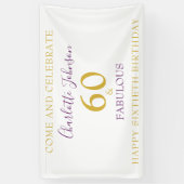 60と素晴らしい60エレガント番目の誕生日金ゴールド紫 横断幕 (縦)