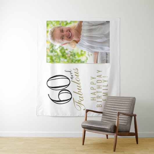 60と素晴らしい60番目の誕生日写真の背景 タペストリー (インサイチュ)