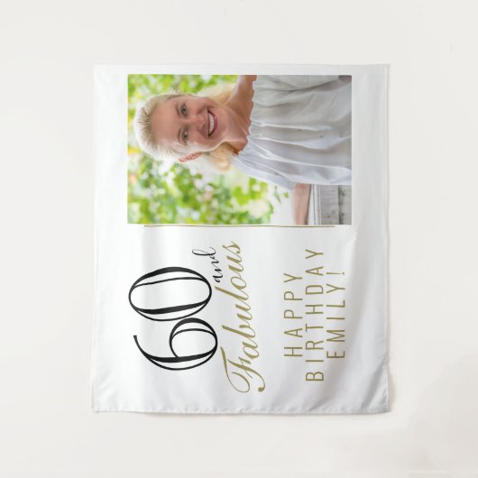 60と素晴らしい60番目の誕生日写真の背景 タペストリー (正面)