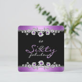 60と素晴らしい60thバースデーパーティーシルバー薄紫2a 招待状 (スタンド正面)