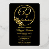 60と素晴らしい60th誕生日パーティーがスタンプ 箔招待状 (正面)