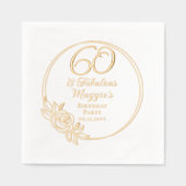 60と素晴らしい60th誕生日パーティーフォイル刻印 箔ナプキン (正面)