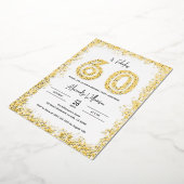 60と素晴らしい60th誕生日パーティー実在金ゴールド 箔招待状 (回転した状態)